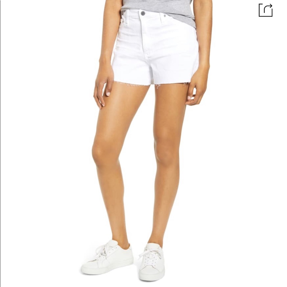 AG Jeans Mikkel High Rise Button Up White Shorts